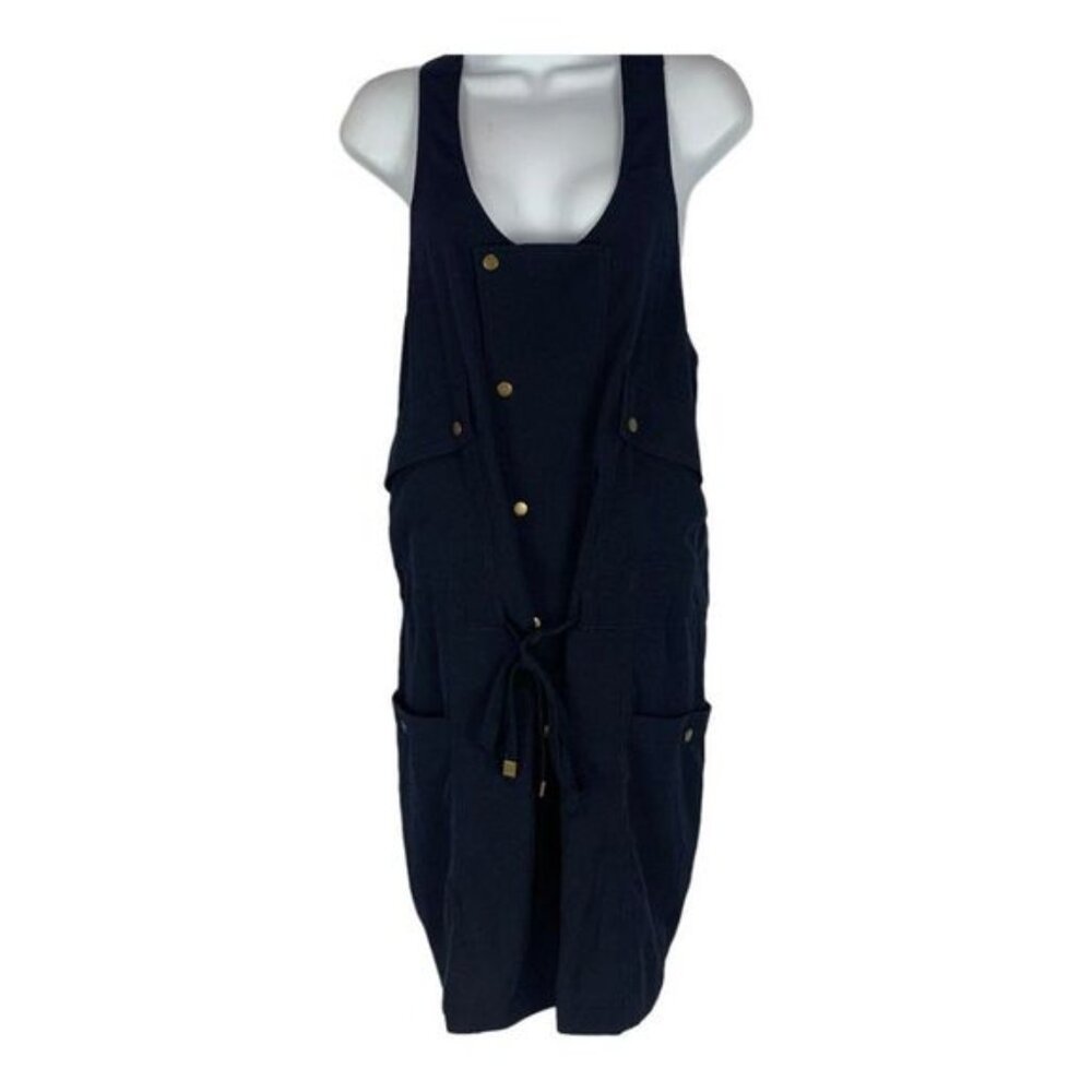Elevenses Black Sleeveless Apron-Style Pinafore Dress With Pockets Size Small